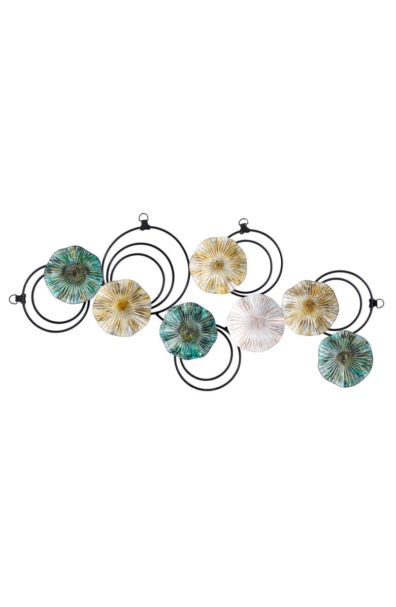 NEARLY NATURAL 2.5-ft x 1.5-ft Scallop Design Metal Wall Art Decor, Main, color, Cream/Green