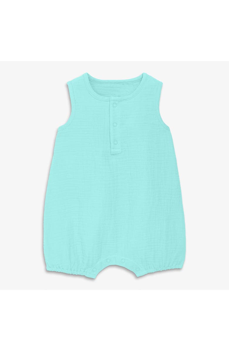 Primary Baby Cotton Gauze Henley Bubble Romper, Main, color, Mist
