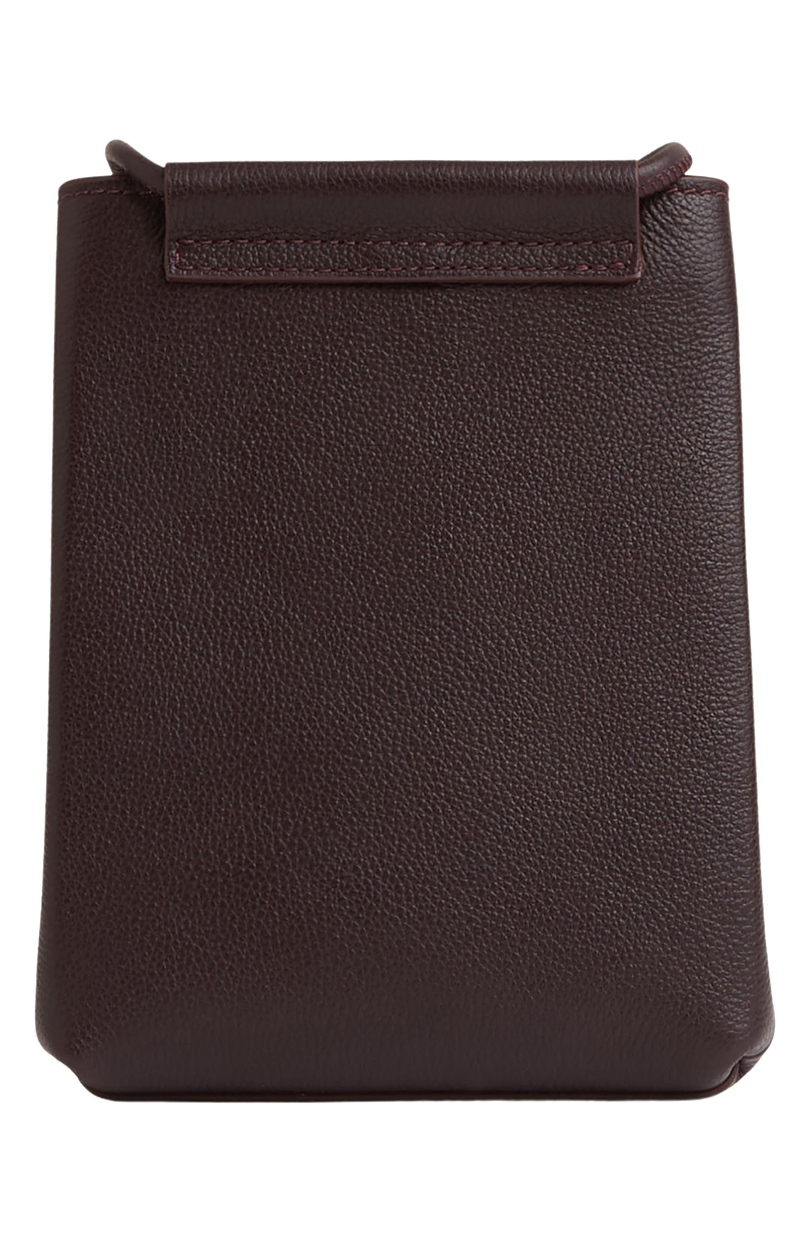 Reiss Vienna Leather Crossbody Phone Bag, Alternate, color, Oxblood