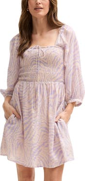 Lily and Lionel London Lucy Shirred Bodice Banana Check Print Mini Dress
