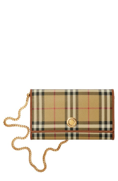 Hannah Check Coated Canvas Wallet on a Chain