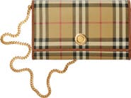 Burberry Hannah Check Coated Canvas Wallet on a Chain