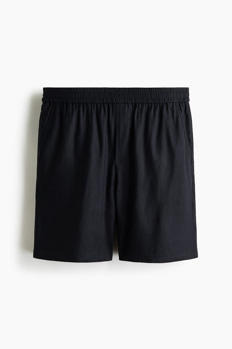 Relaxed Fit Linen-blend Shorts, Main, color, Navy blue