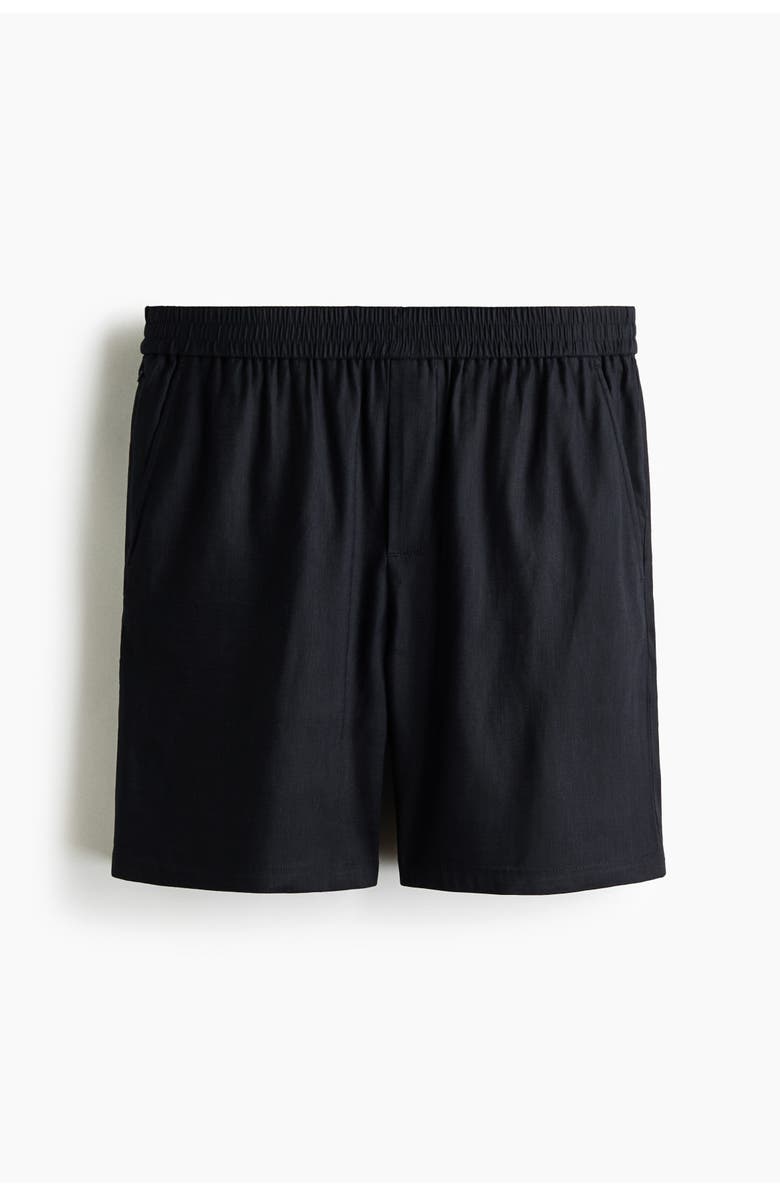 H&M Relaxed Fit Linen-blend Shorts, Main, color, Navy Blue