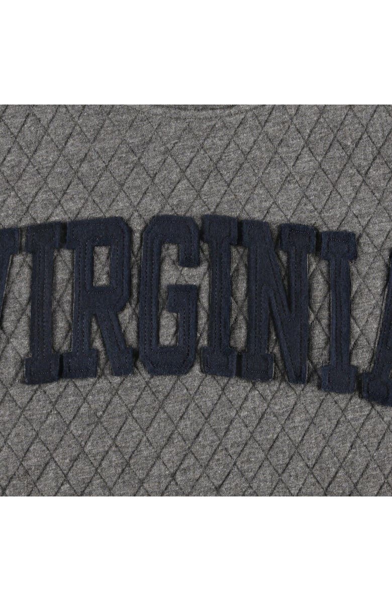 PRESSBOX Women's Pressbox Heather Charcoal Virginia Cavaliers Moose Quilted Pullover Sweatshirt, Alternate, color, Heather Gray