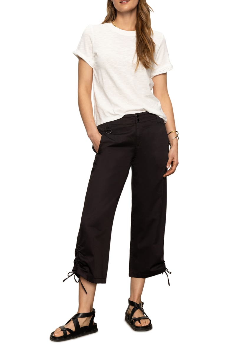 Cotton Twill Utility Crop Pants, Alternate, color, BLACK