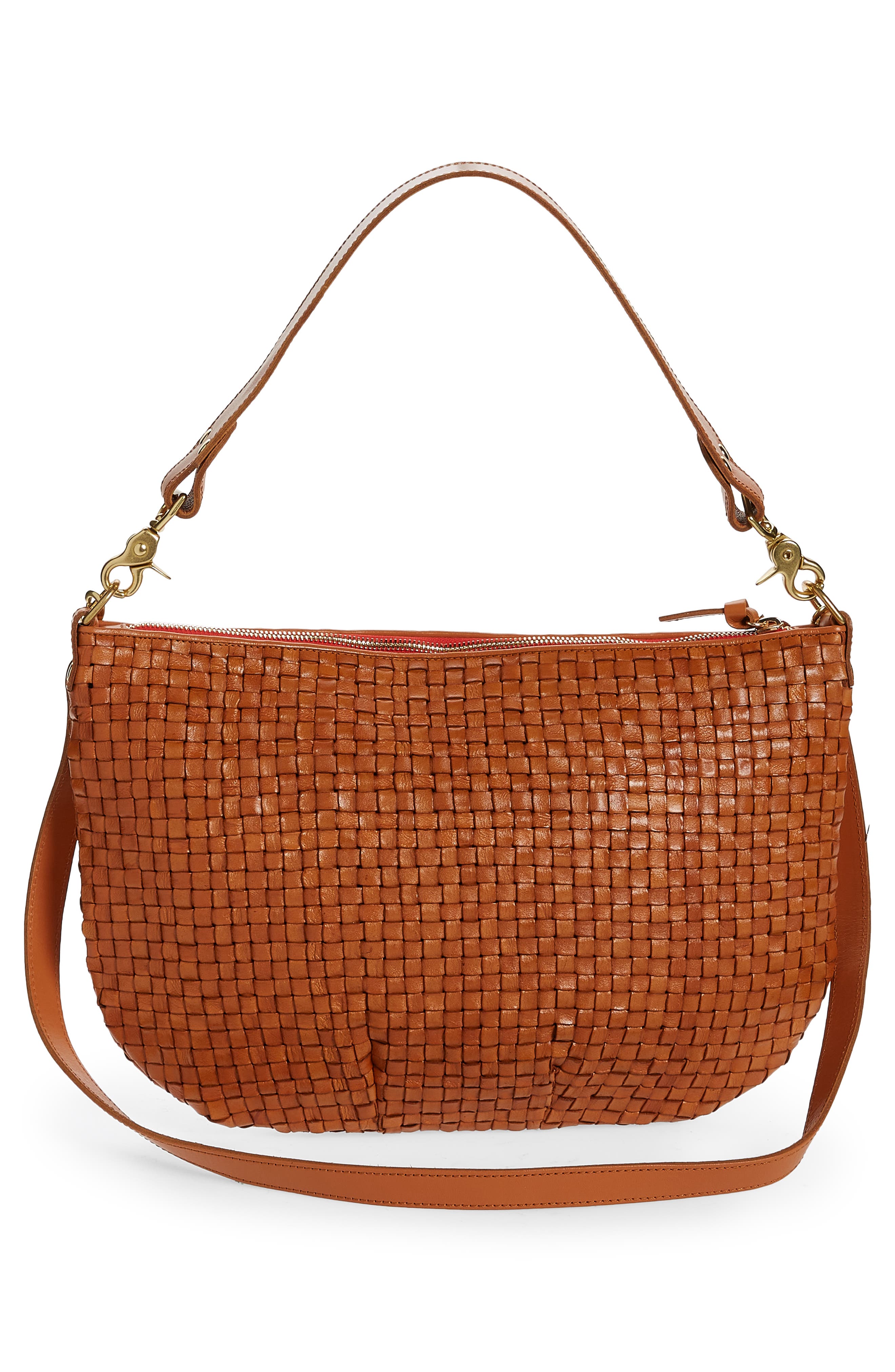 Clare V. Moyen Messenger Crossbody Bag, Alternate, color, Natural Woven Checker