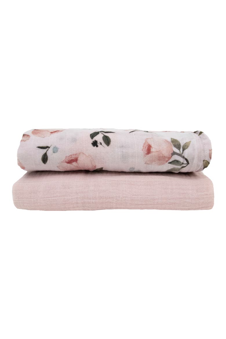 2-Pack Organic Cotton Muslin Swaddle Blanket, Alternate, color, WATERCOLOR FLORET