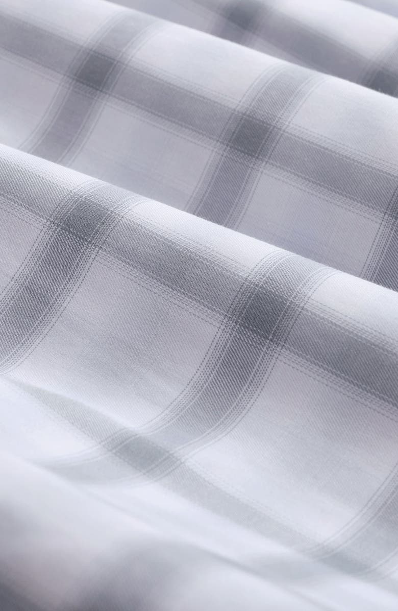 Bugatchi Julian Shaped Fit Check Stretch Cotton Button-Up Shirt, Alternate, color, Platinum