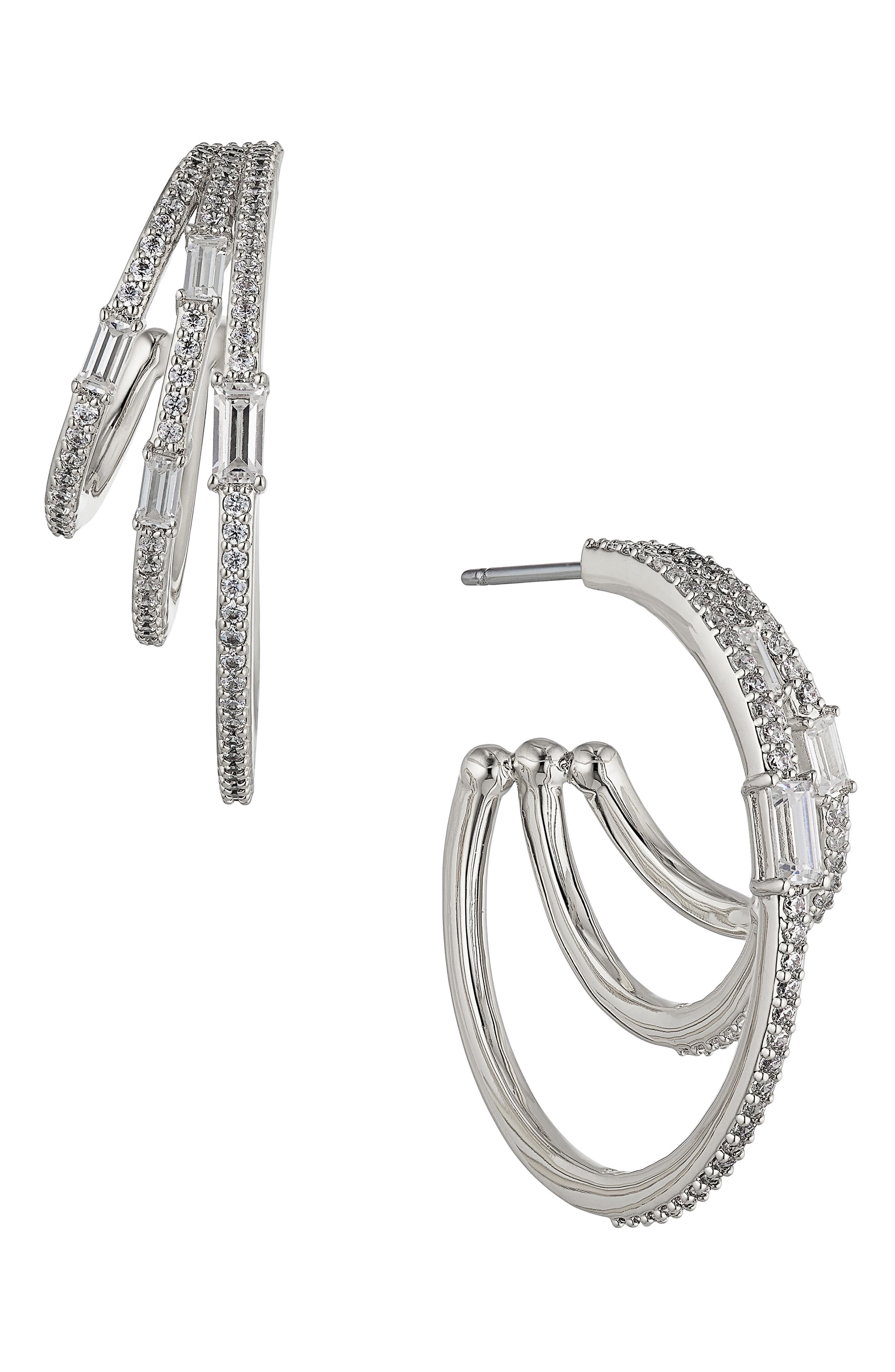 Nadri Triple Stack Hoop Earrings