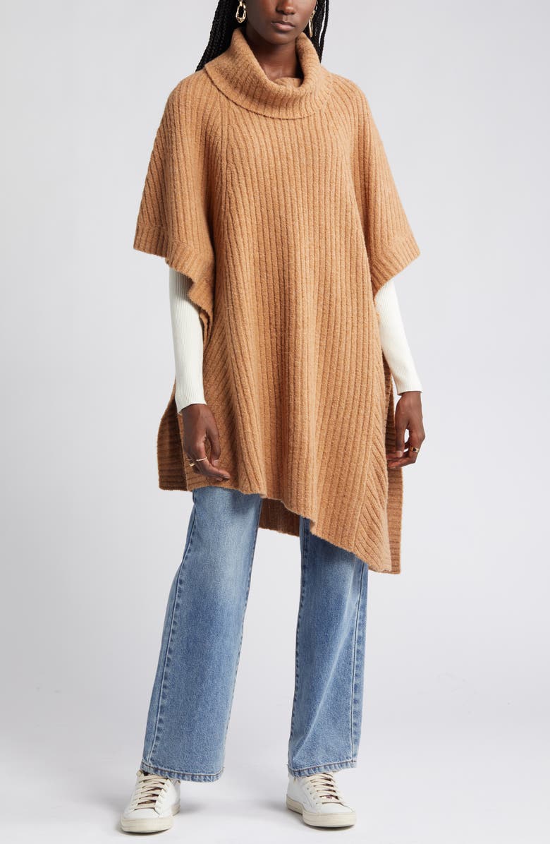 Nordstrom Wool & Cashmere Turtleneck Poncho, Alternate, color,