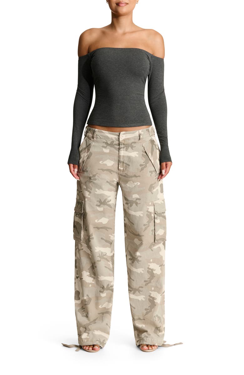 Naked Wardrobe Butter Off the Shoulder Top, Alternate, color, Charcoal