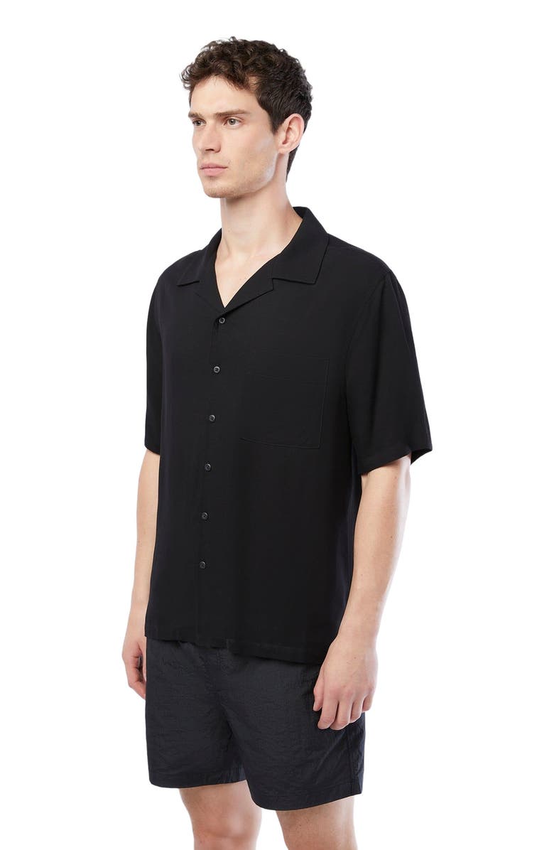 Onia Silk Vacation Short Sleeve Shirt, Alternate, color, Black