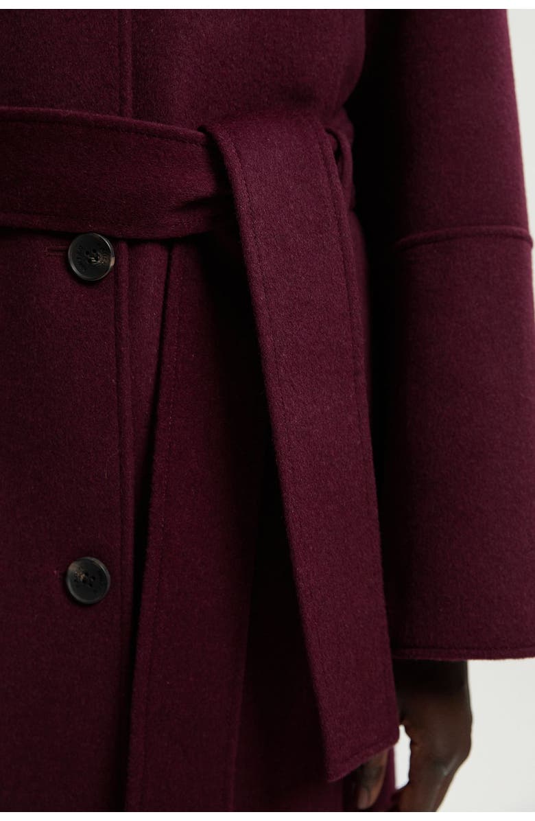 Karen Millen Wool Single Breasted Belted Maxi Coat, Alternate, color, Burgundy