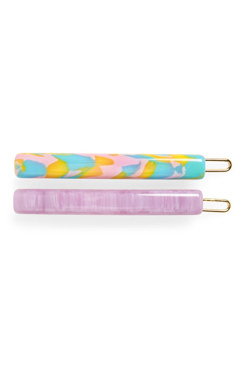 Set of 2 Stick Barrettes, Main, color, LILAC MERINGUE