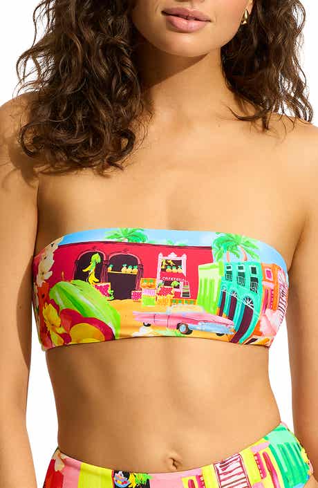 Seafolly Print Bandeau Bikini Top