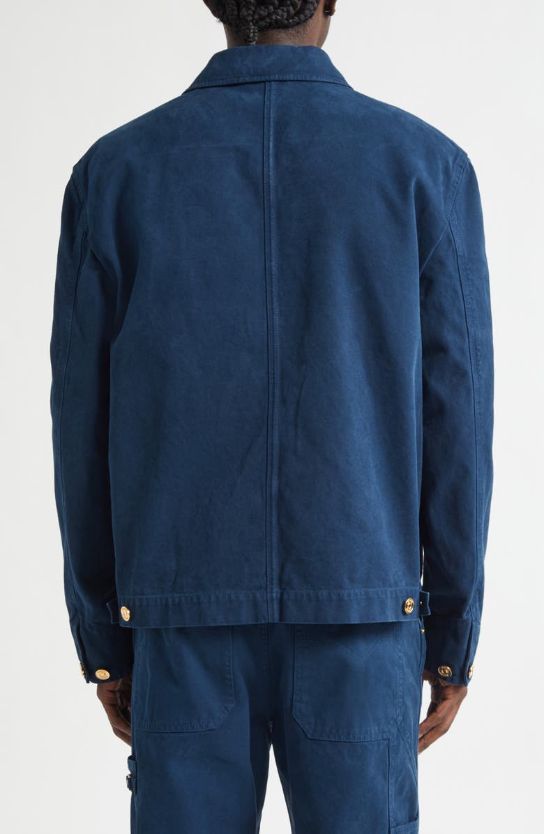 Versace Overdyed Cotton Canvas Chore Jacket, Alternate, color, Petrol Blue