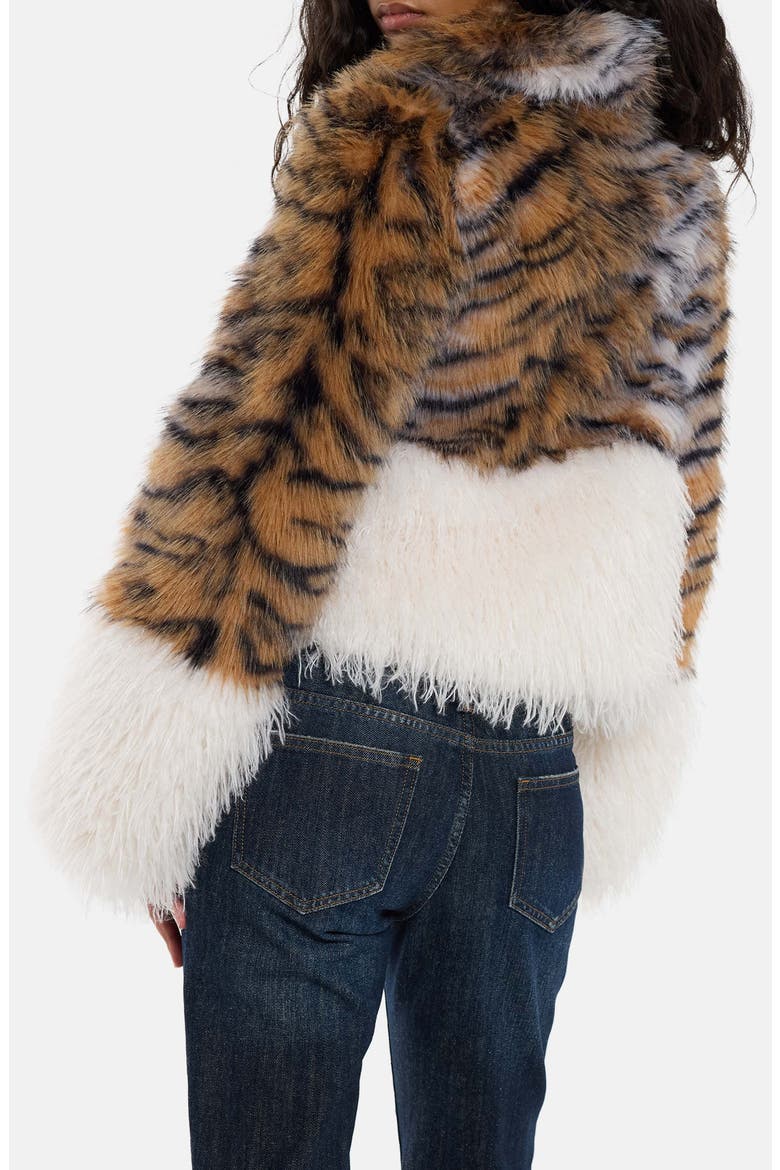 Tiger Stripe Faux Fur Jacket, Alternate, color, BROWN