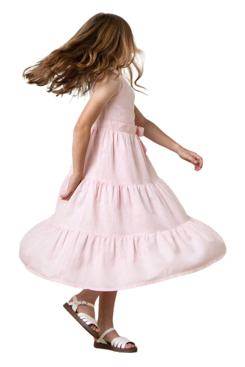 Girls' Tiered Wrap Dress, Kids, Alternate, color, Pale Pink Linen