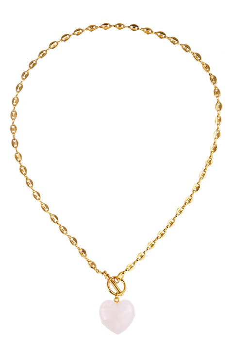 Evelyn Pink Heart Pendant Necklace