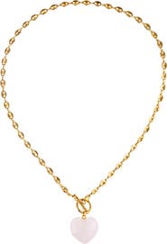 EYE CANDY LOS ANGELES Evelyn Pink Heart Pendant Necklace
