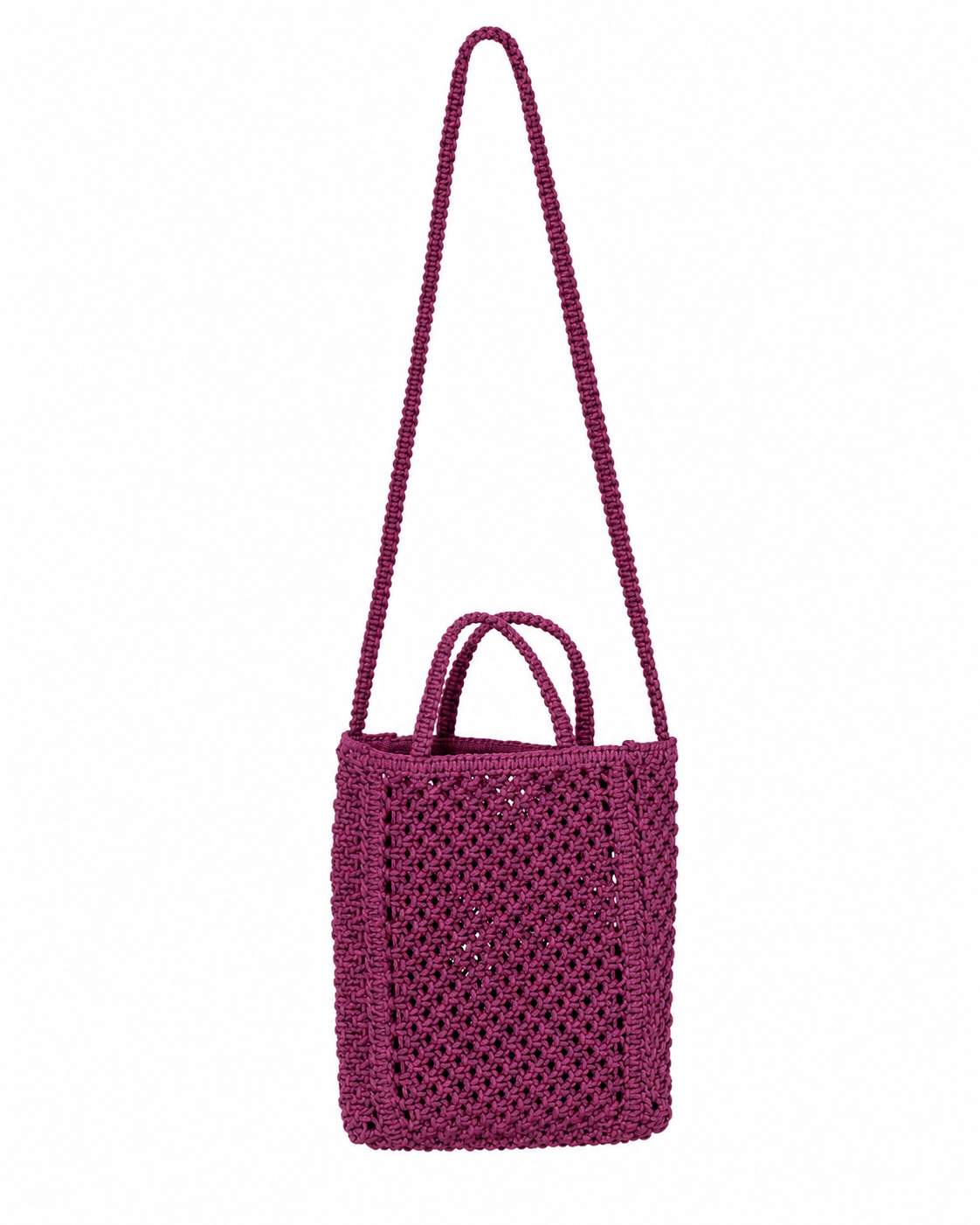Mini Sunwashed Macrame Shopper, Alternate, color, Ibis Rose