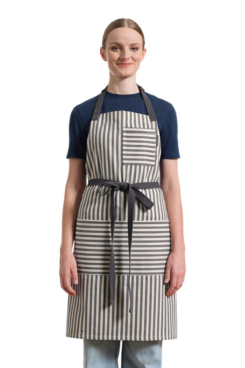 Bib Apron with Pockets - Striped, Main, color, Charcoal