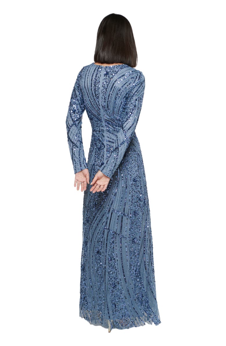 MARYISA Occasion Modest Embellished Sequin Beaded Floral Evening Gown, Alternate, color, 