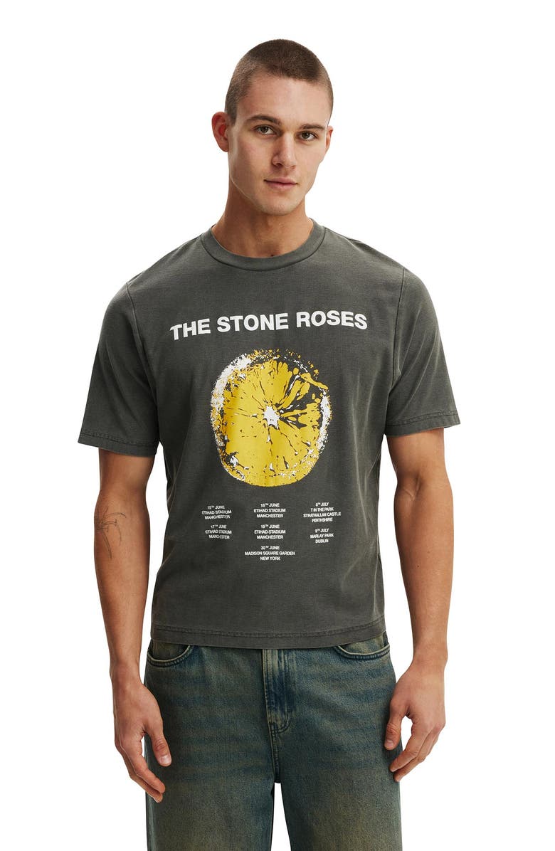 Cotton On Men's Cropped Fit Music T-Shirt, Main, color, Faded Slate The Stone