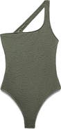 MANGO Textured One-Shoulder One-Piece Swimsuit