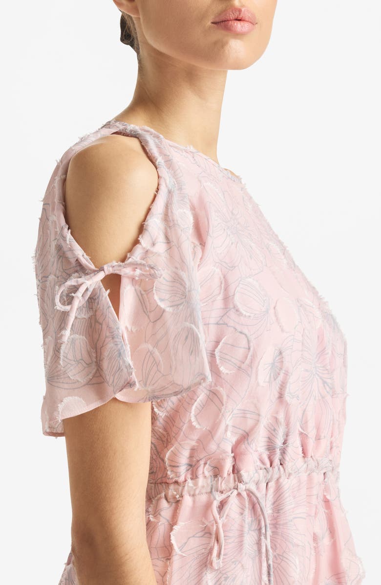 St. John Collection Wildflower Print Silk & Linen Fil Coupé Dress, Alternate, color, 