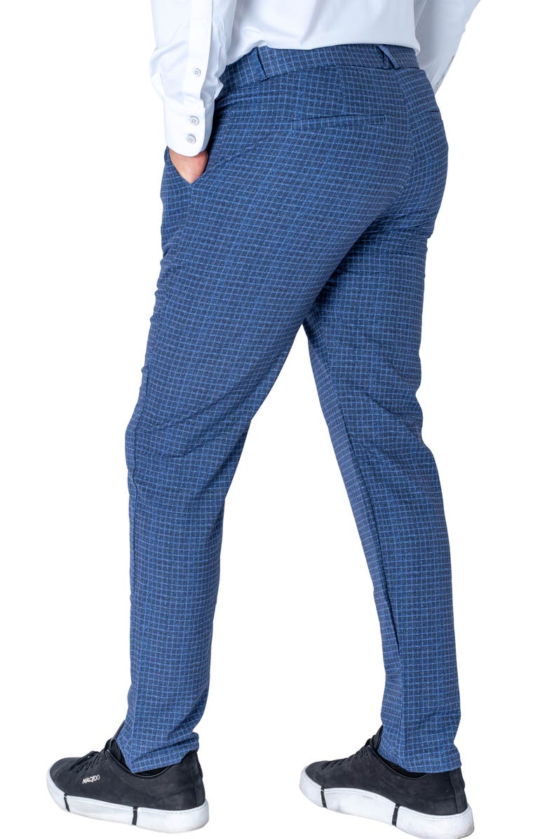 Maceoo Windowpane Check Stretch Slim Fit Pants, Alternate, color, Blue