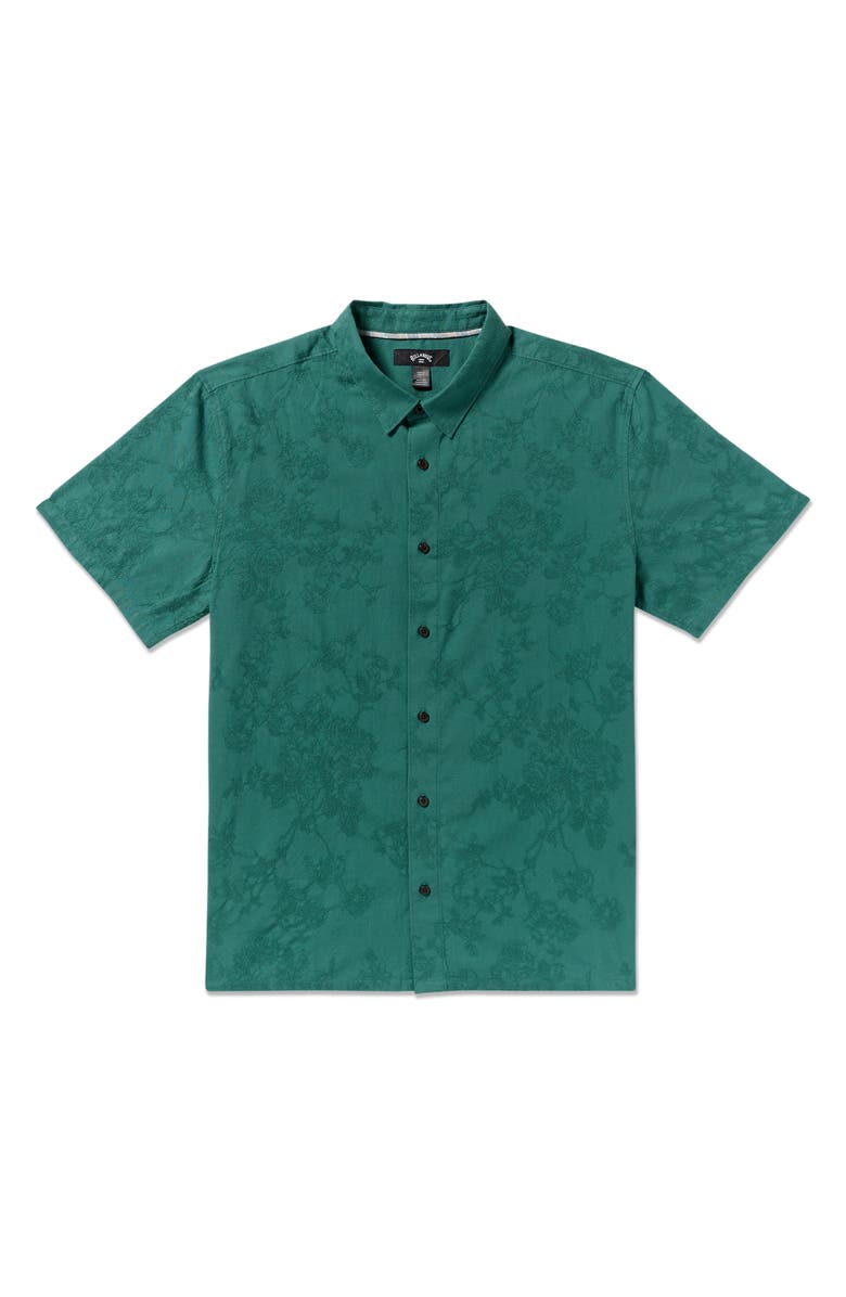 Billabong Sunshine Garage Stripe Short Sleeve Button-Up Shirt, Alternate, color, Teal