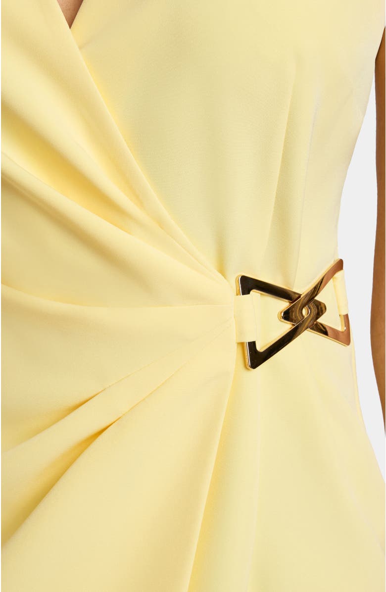 Santorelli TILLY Sleeveless Faux Wrap Shift Dress in Soft Stretch Crepe, Alternate, color, Chamomile