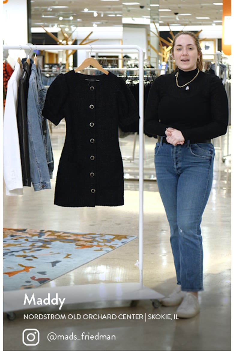 Puff Sleeve Tweed Button-Up Minidress video