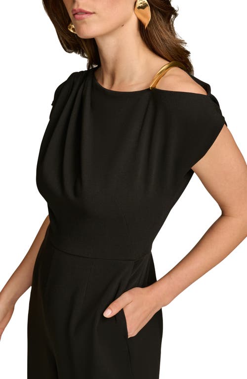 Shop Donna Karan New York Caddy Cold Shoulder Crepe Jumpsuit In Black
