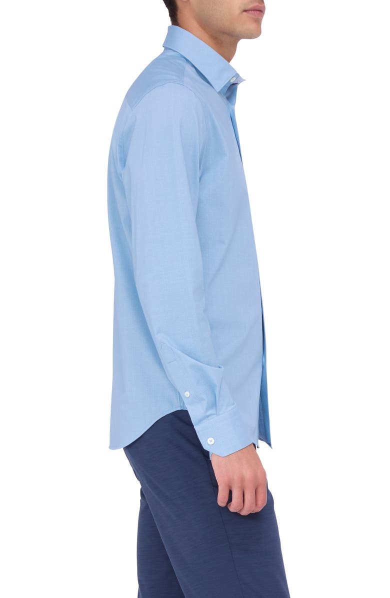 Bugatchi Jimmy OoohCotton<sup>®</sup> Herringbone Button-Up Shirt, Alternate, color, Air Blue
