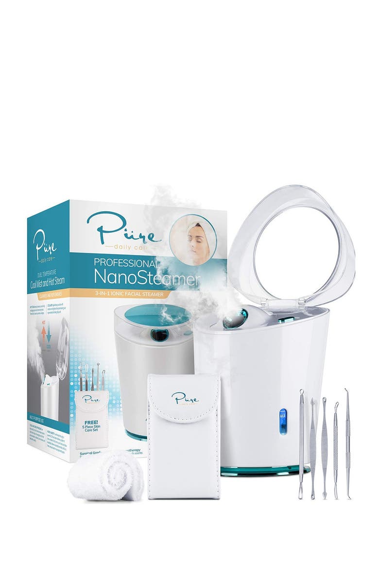 PURE DAILY CARE NanoSteamer Pro 4-in-1 Nano Ionic Facial Steamer with Cool Mist & Aromatherapy, Main, color,