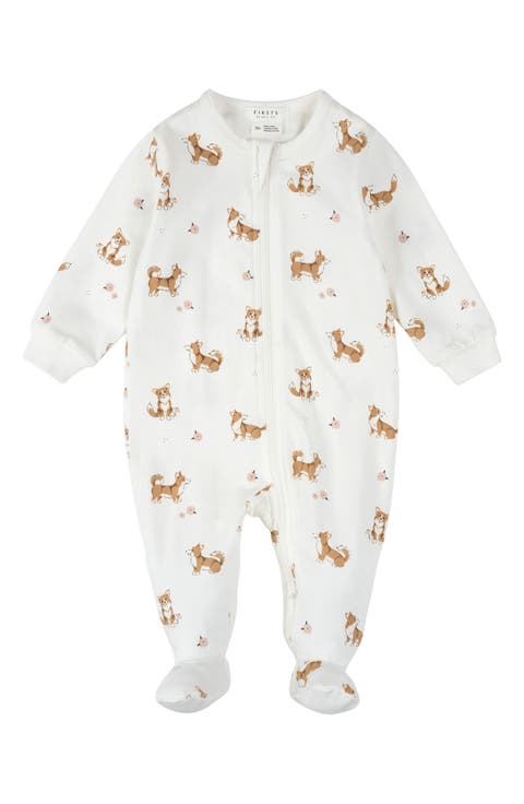 Corgi Print Footed Stretch Cotton One-Piece Pajamas (Baby)