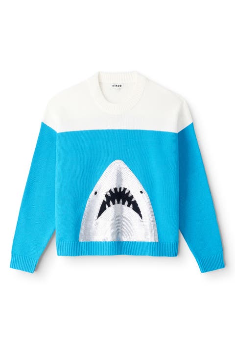 Reya Sequin Shark Cotton Blend Sweater