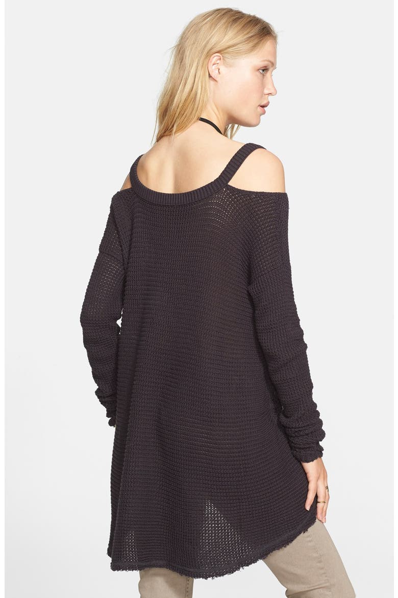 'Moonshine V' Cold Shoulder Sweater, Alternate, color, CHARCOAL