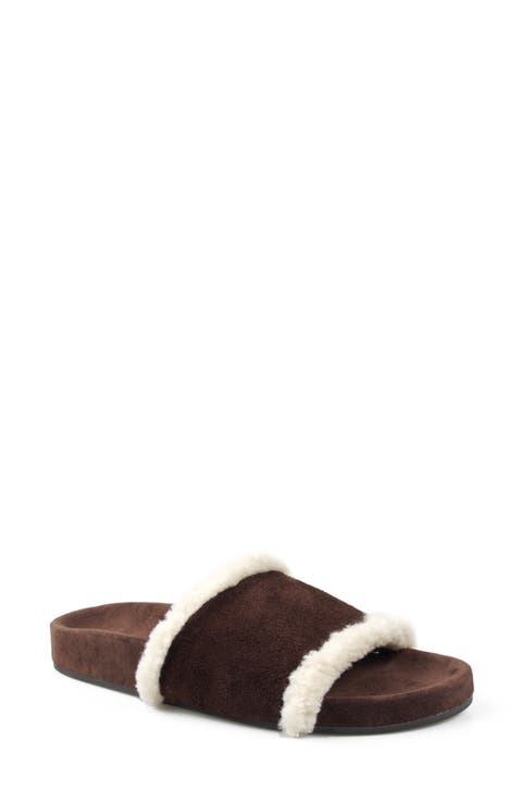 Tawney Faux Fur Trim Slide Sandal