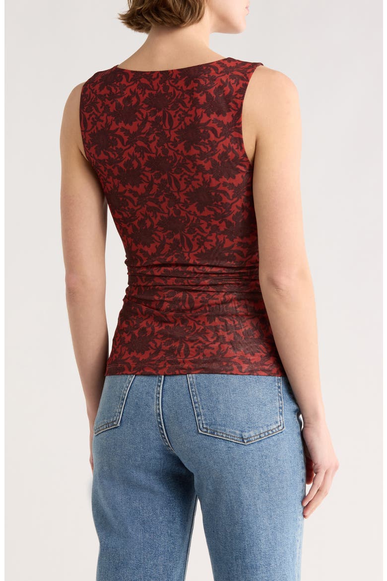 Ruched Floral Top, Alternate, color, GROUND MADDER