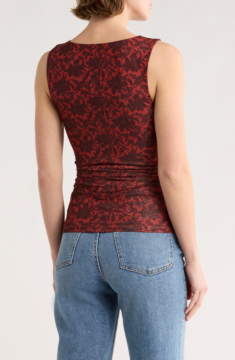 Madewell Ruched Floral Top, Alternate, color, Ground Madder