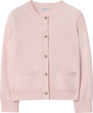 Burberry Girls' Check Patch Wool Cashmere Cardigan