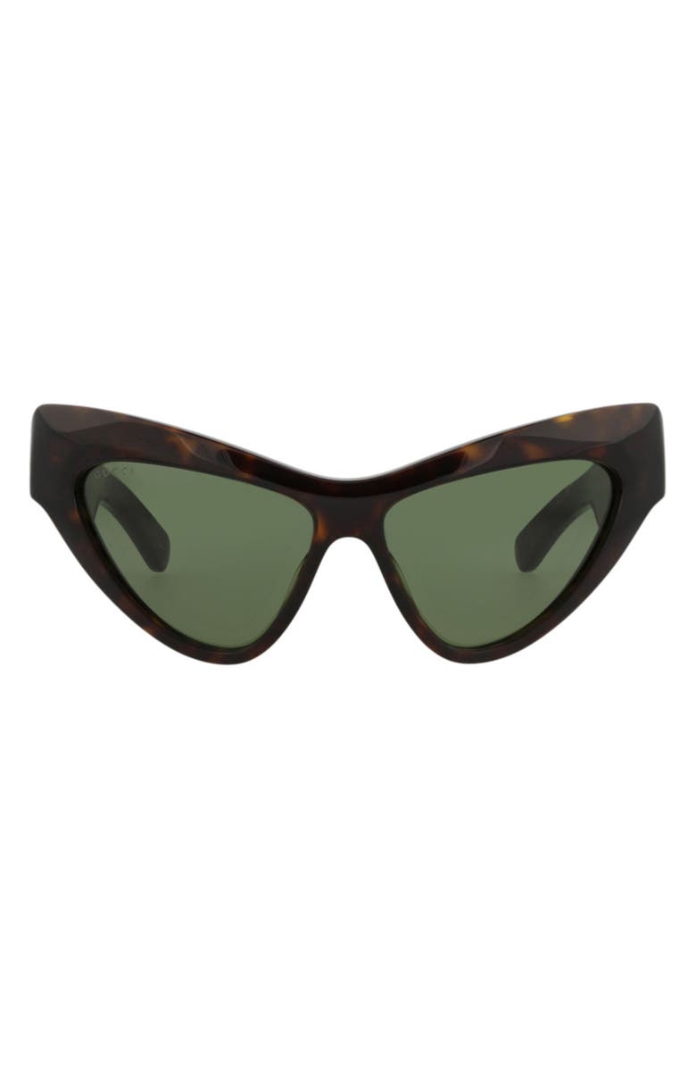 Gucci 57mm Novelty Cat Eye Sunglasses, Main, color, Havana Havana Green