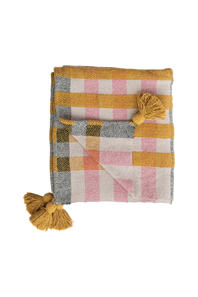 Jacquard Throw with Tassels, Alternate, color, Orange