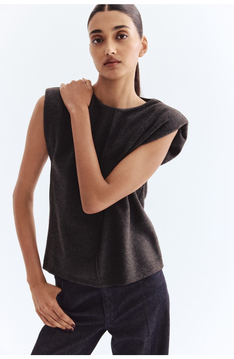 H&M Knitted Top, Alternate, color, Dark Gray Melange