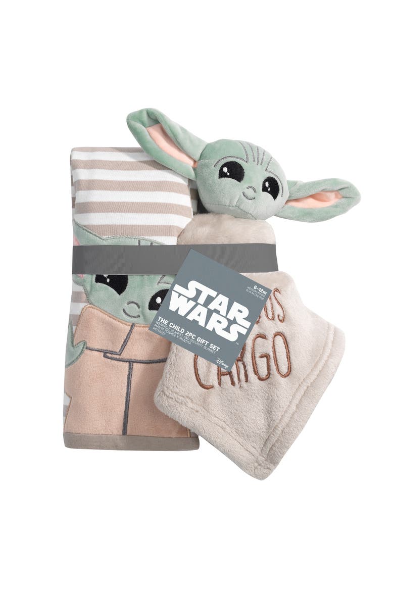 Star Wars Mandalorian Baby Yoda Wearable Blanket/Lovey Gift Set 2pc, Alternate, color, Taupe