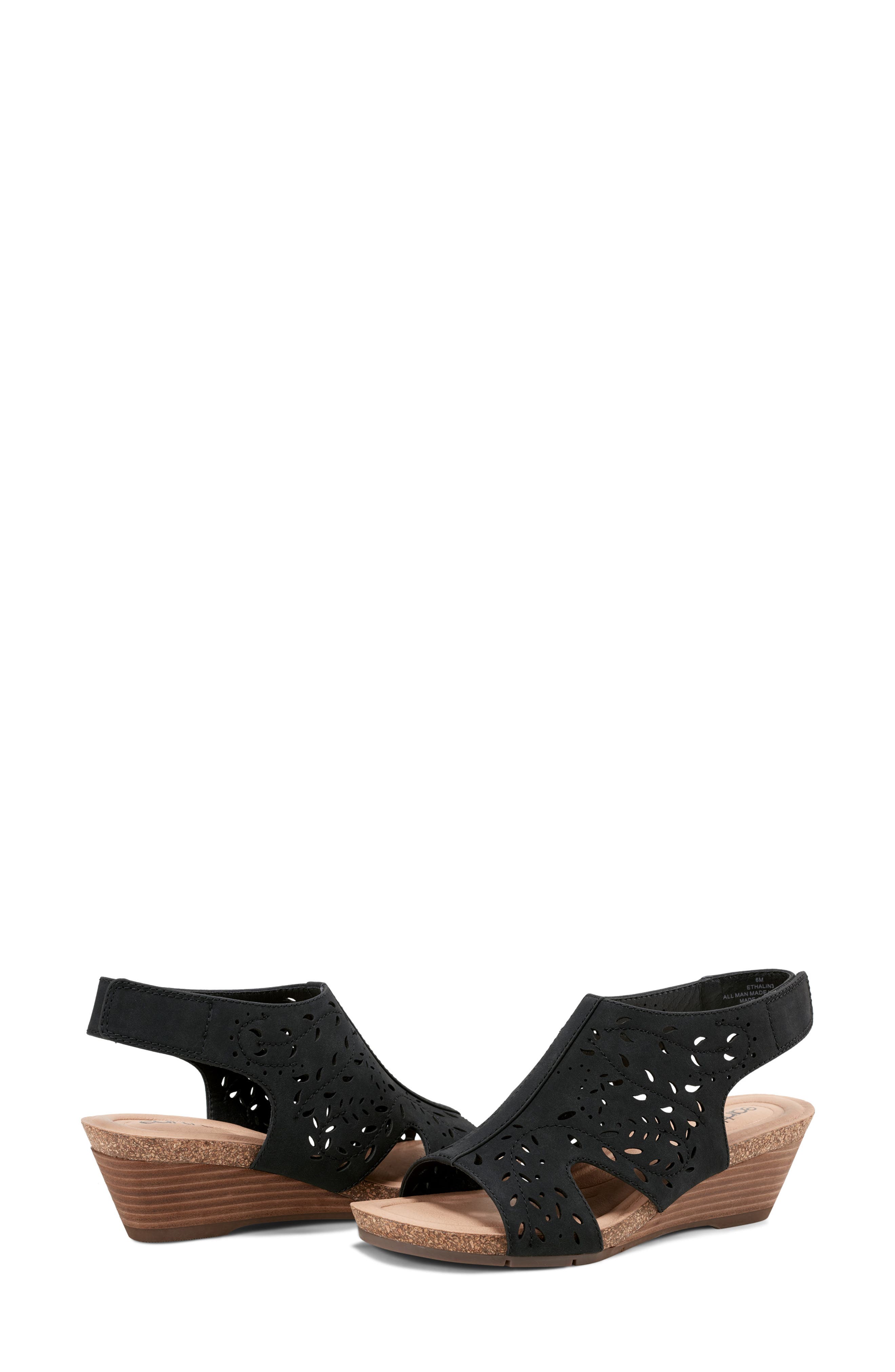 Earth<sup>®</sup> Halin Wedge Sandal, Alternate, color, Black
